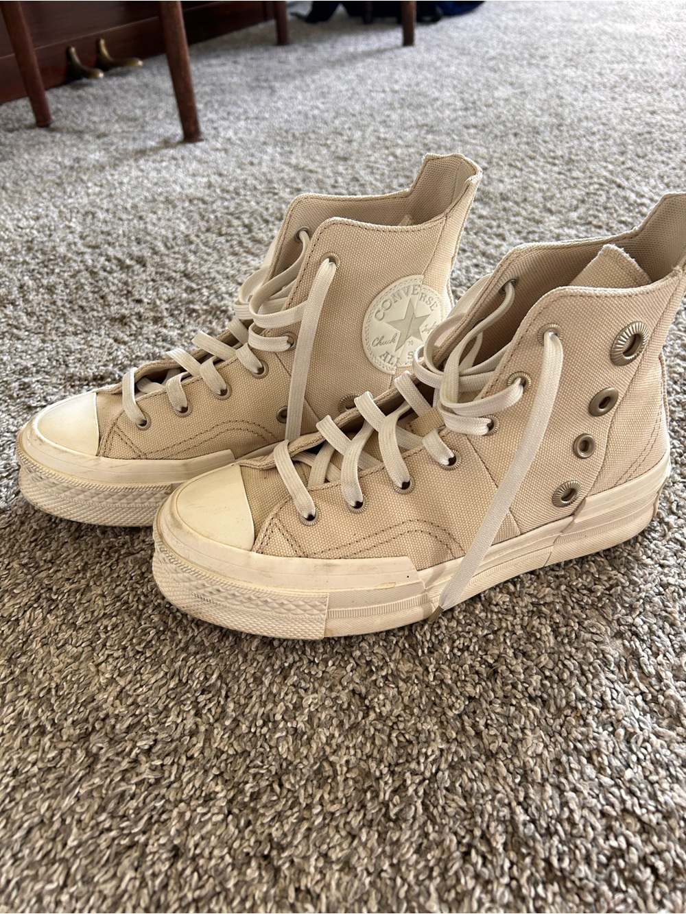 Converse High Top Sneakers - Beige Canvas